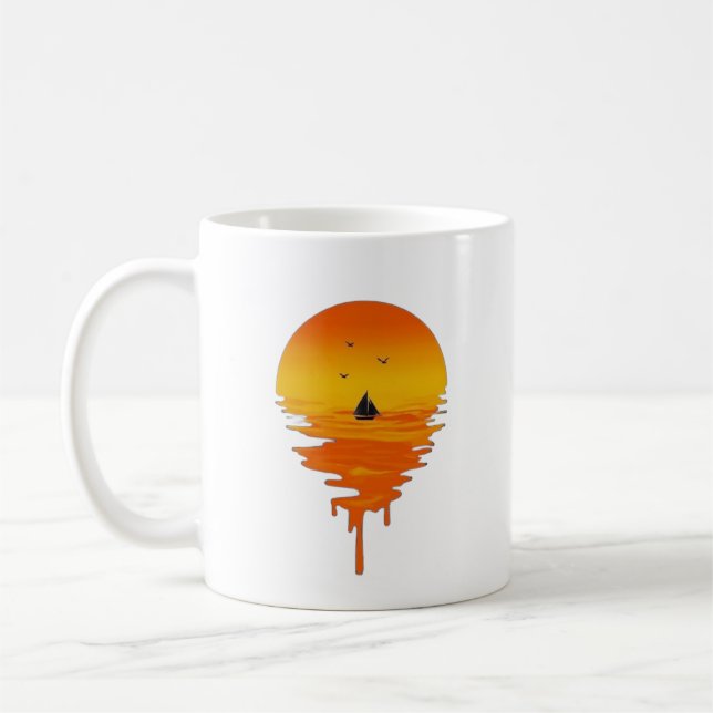 Melting Sunset Mug – Surreal Ocean Horizon with Sa (Left)