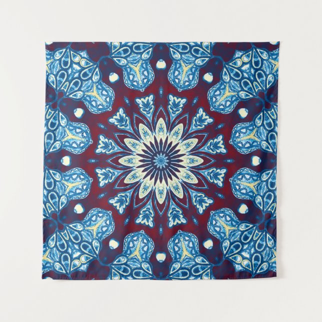 Melting watercolor colourful symmetrical pattern.  tapestry (Front)