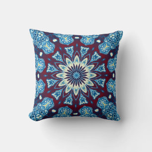 Melting watercolor colourful symmetrical pattern. throw pillow