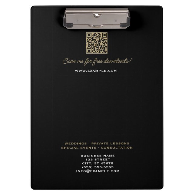 Melting White Treble Clef Classy Black Clipboard (Front)