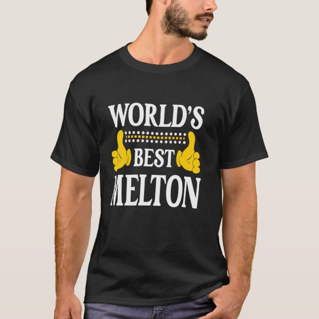 Melton Surname Team Family Last Name World's Best  T-Shirt (Front)