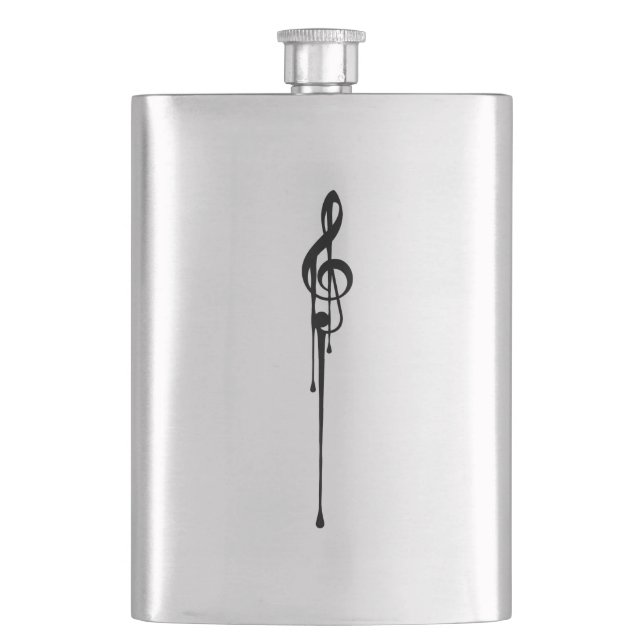 MELTPOINT Custom Colour Black G-Clef Hip Flask (Front)