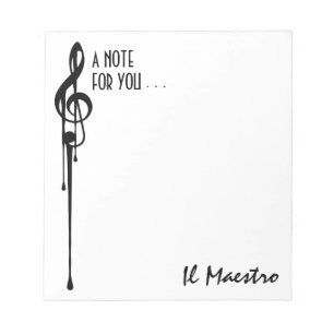 MELTPOINT WHITE Black G-Clef 'Il Maestro' Custom Notepad