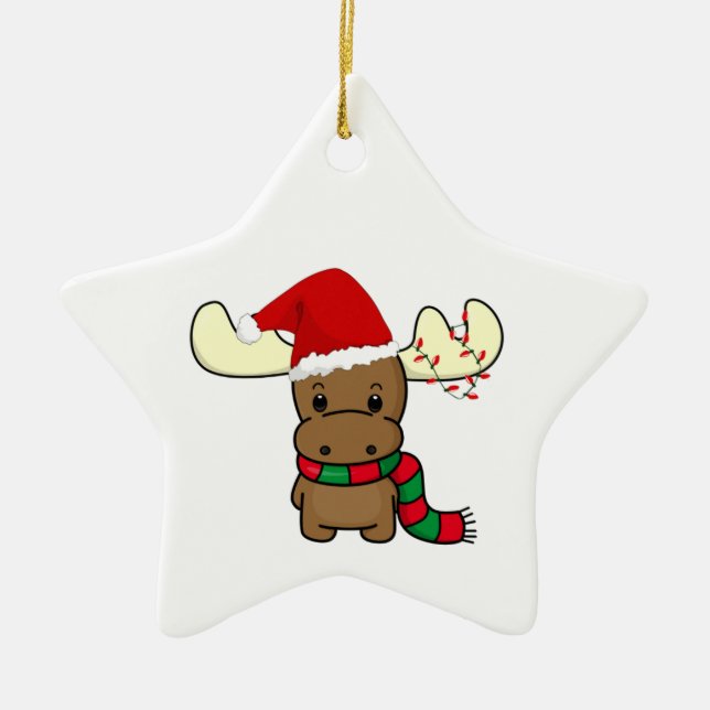 Melvin Moose As Santa Ceramic Ornament (Front)
