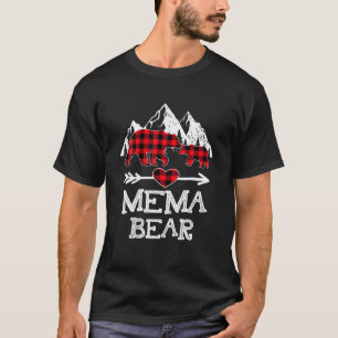 Mema Bear Christmas Pajama Red Plaid Buffalo Famil T-Shirt