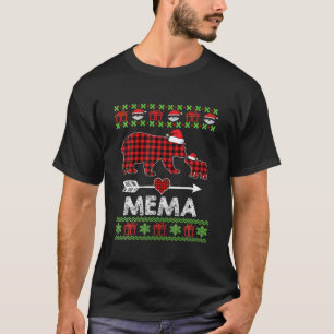 Mema Bear Santa Red Plaid Family Pyjamas For Chris T-Shirt