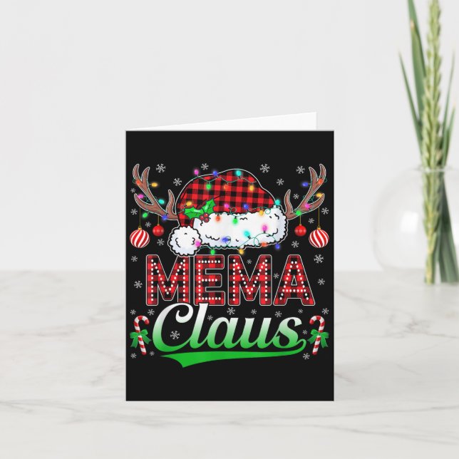 Mema Claus Christmas Lights Matching Family Xmas P Card (Front)