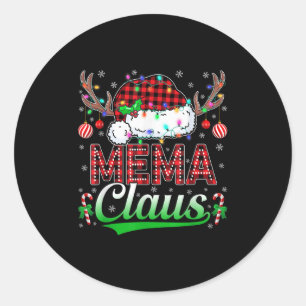 Mema Claus Christmas Lights Matching Family Xmas P Classic Round Sticker