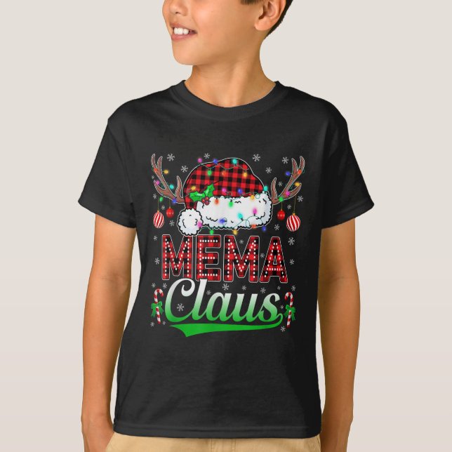 Mema Claus Christmas Lights Matching Family Xmas P T-Shirt (Front)