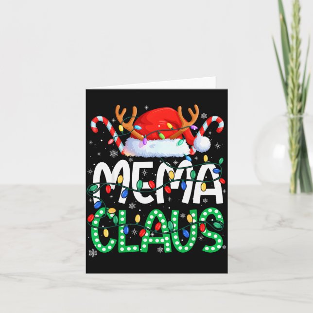 Mema Claus Christmas Lights Pajama Family Matching Card (Front)