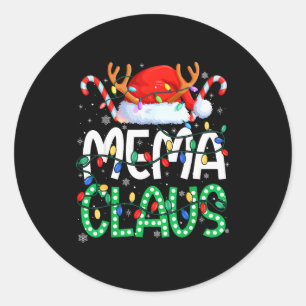 Mema Claus Christmas Lights Pajama Family Matching Classic Round Sticker