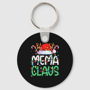 Mema Claus Christmas Lights Pajama Family Matching Keychain