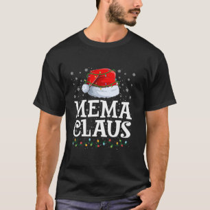 Mema Claus Christmas Lights Santa Hat Family Match T-Shirt
