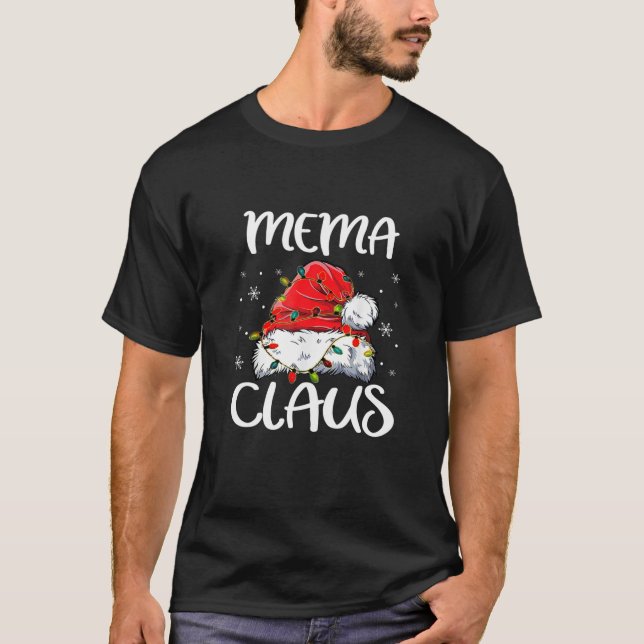 Mema Claus Christmas Pajama Family Matching Xmas T-Shirt (Front)