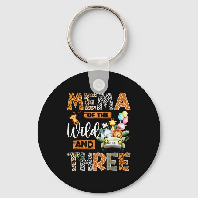 Mema Of The Wild And Three 3rd Birthday Boy Safari Keychain (Front)