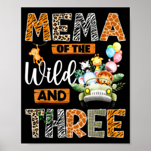 Mema Of The Wild And Three 3rd Birthday Boy Safari Poster