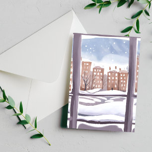 Mema’s Window Snowy City Window Painting Card
