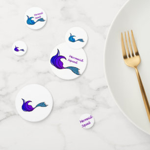 Memaid Squad  mermaid tails on table confetti