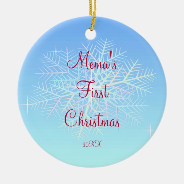 Mema's First  Christmas Snowflake Ornament (Front)