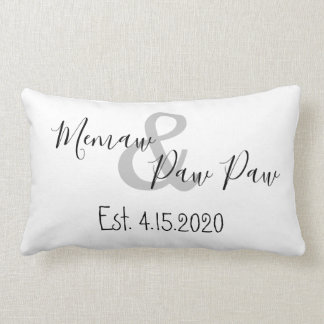 Memaw and Paw Paw Established Date Lumbar Pillow