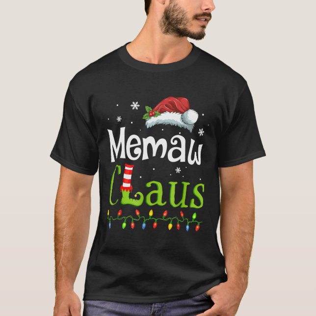 Memaw Claus Santa Grandma Funny Christmas Idea Gif T-Shirt (Front)