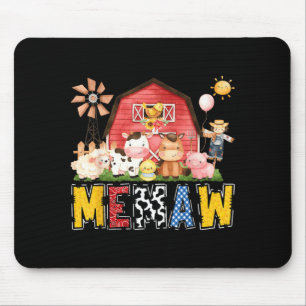 Memaw Farm Cow Birthday Boy Matching Family Party Mouse Pad