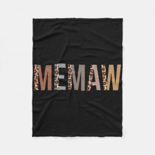 Memaw Leopard Print Mom Cute Mothers Day Funny Gra Fleece Blanket
