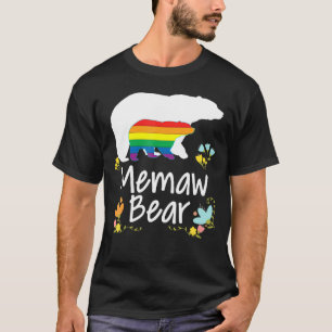 Memaw Lgbt Bear Gay Lesbian Pride Rainbow Floral T T-Shirt