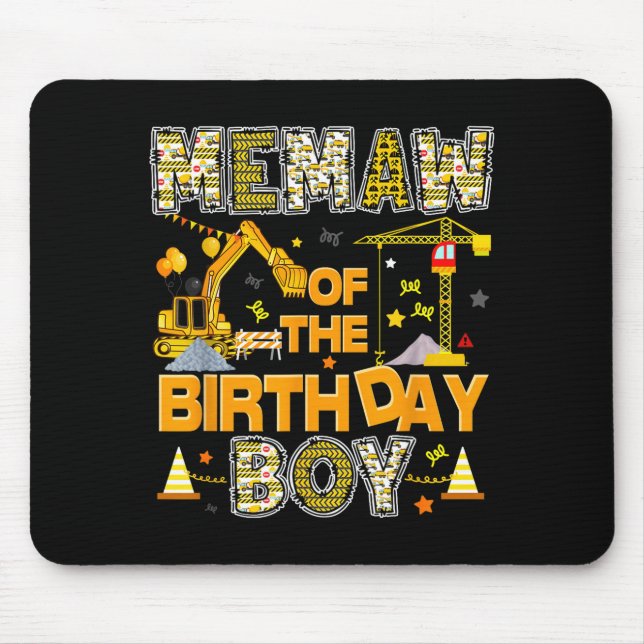 Memaw of the birthday boy construction worker mouse pad (Front)