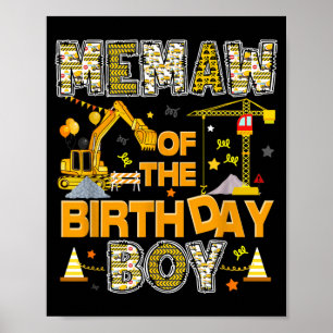 Memaw of The Birthday Boy Construction Worker Poster