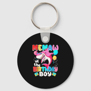 Memaw of the birthday boy family matching party keychain
