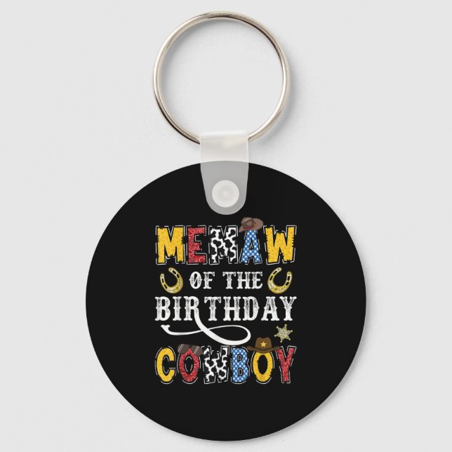 Memaw Of The Birthday Cowboy Western Rodeo Memaw  Keychain (Front)