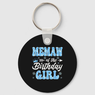 Memaw Of The Birthday Girl Snowflakes Winter Chris Keychain