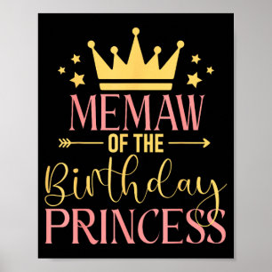 MEMAW of the Birthday Princess Cute Family B-Day Poster