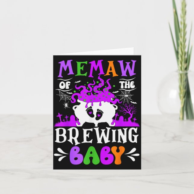 Memaw Of The Brewing Baby Grandma To Be Halloween  Card (Front)