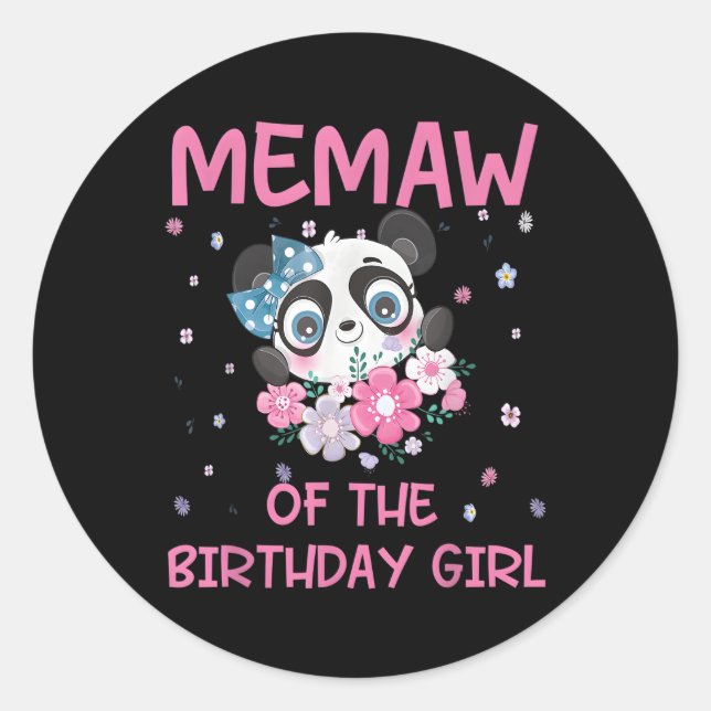 Memaw Of The Panda Bear Py Family Classic Round Sticker (Front)