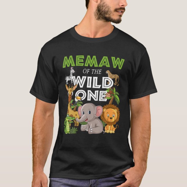 Memaw Of The Wild One Zoo Birthday Safari Jungle A T-Shirt (Front)