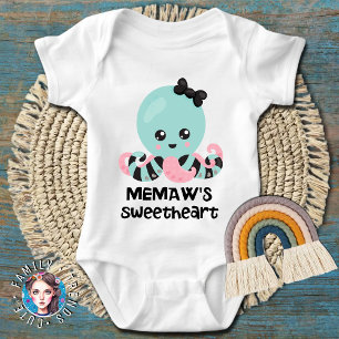 Memaw's Sweetheart Kawaii Octopus Baby Bodysuit