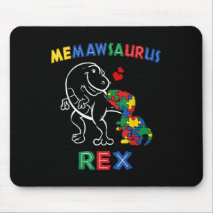 Memawsaurus Autism Awareness Memaw Dinosaur Dino G Mouse Pad