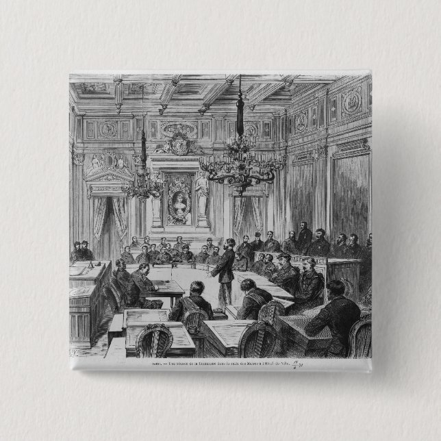 Members of the Commune in session 2 Inch Square Button (Front)