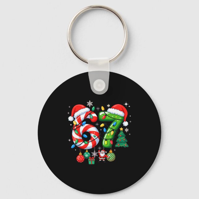 Meme 6 7 Christmas Matching Outfit Six Seven Trend Keychain (Front)