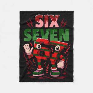 Meme 6 7 Six Seven Italian Brainrot Christmas Red  Fleece Blanket
