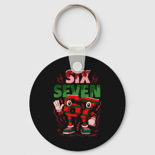Meme 6 7 Six Seven Italian Brainrot Christmas Red Keychain