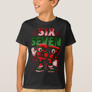 Meme 6 7 Six Seven Italian Brainrot Christmas Red  T-Shirt