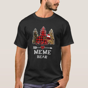 Meme Bear Christmas Tree Leopard Red Buffalo Famil T-Shirt