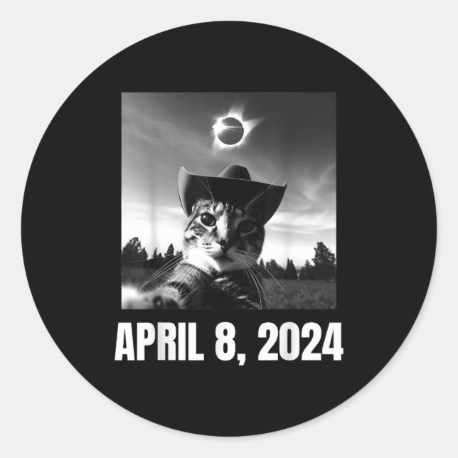 Meme Cat Selfie Total Solar Classic Round Sticker (Front)