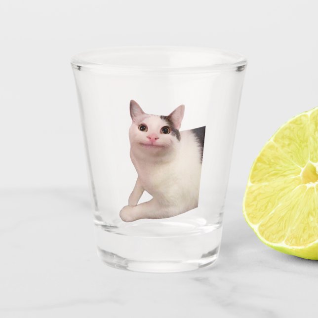 Mème de chat poli en verre de tir (Devant)