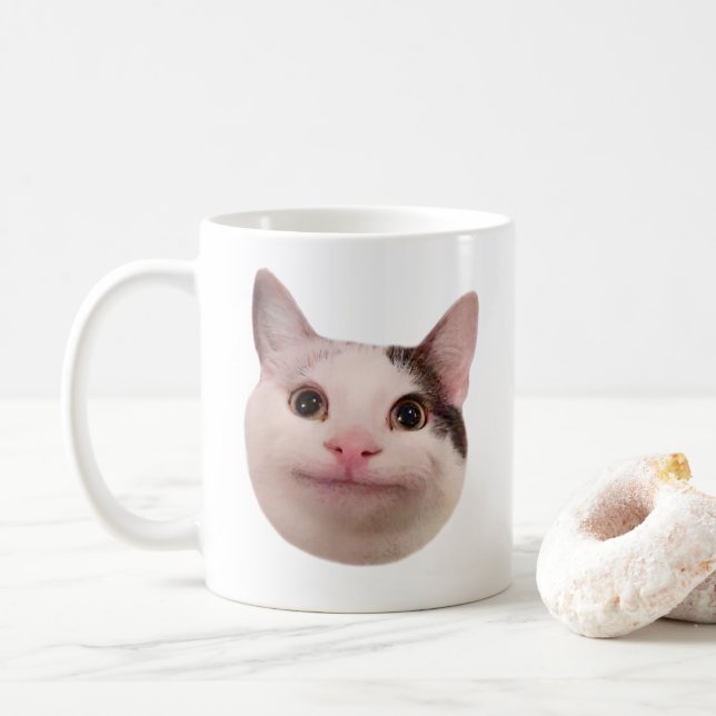 Mème de chat poli Mug double face (Avec donut)