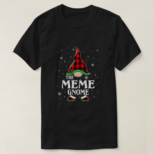 Meme Gnome Buffalo Plaid Matching Family Christmas T-Shirt (Design Front)