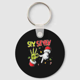 Meme Number 67 Bro Slang Six Seven Christmas Hand  Keychain